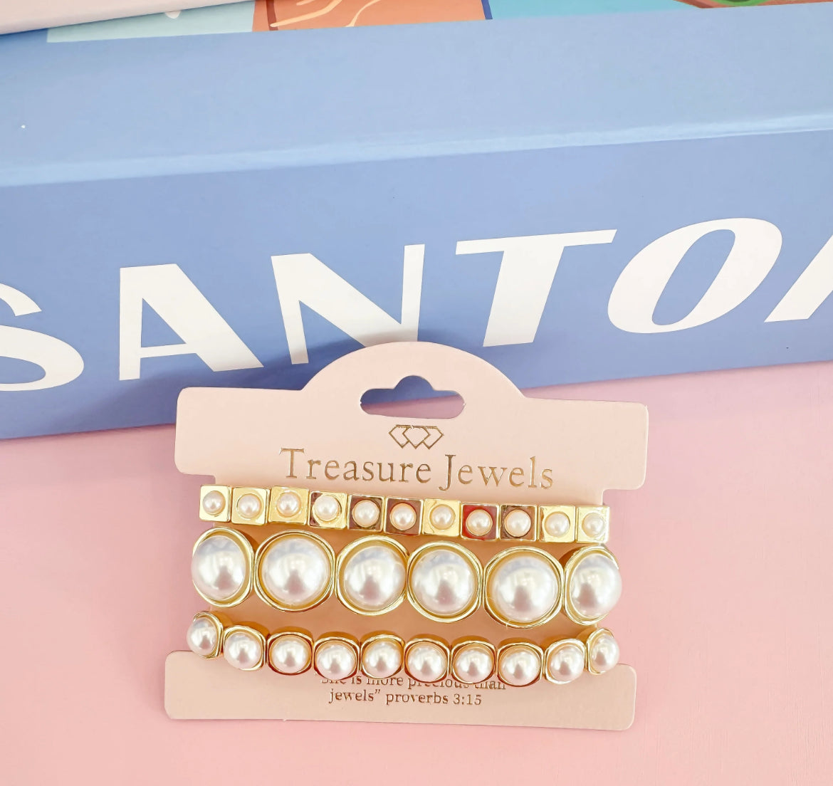 Glam Pearl Trio Bracelet Set