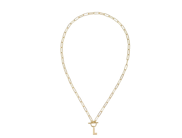 Natalie Wood Design Toggle Initial Necklaces in L Gold