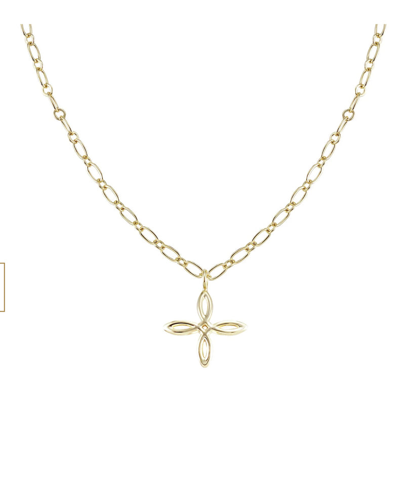 Natalie Wood Design She's Classic Cross Drop Necklace in Gold