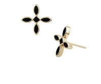 Natalie Wood Design Enamel Cross Stud Earrings in Black Enamel