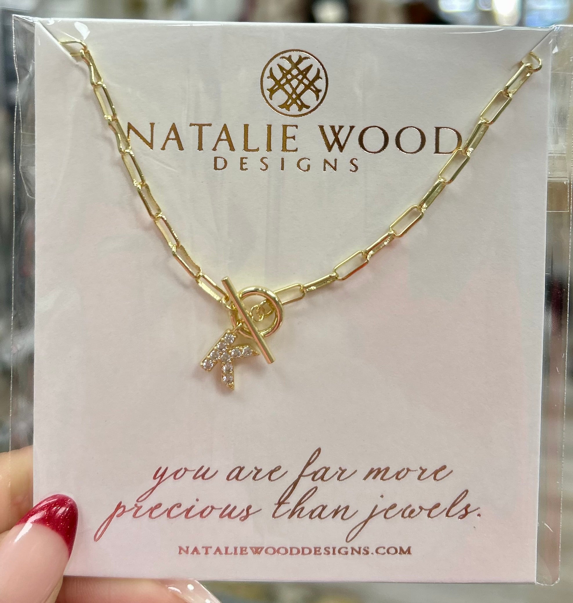 Natalie Wood Sparkle Mini Toggle Initial “K” Necklace in Gold
