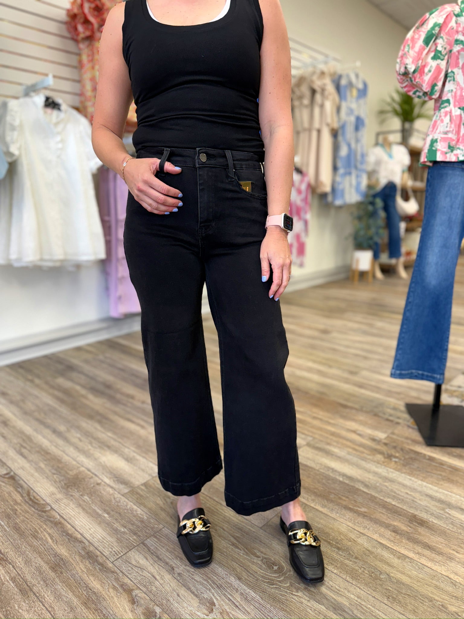 Risen High Rise Ankle Wide Jeans
