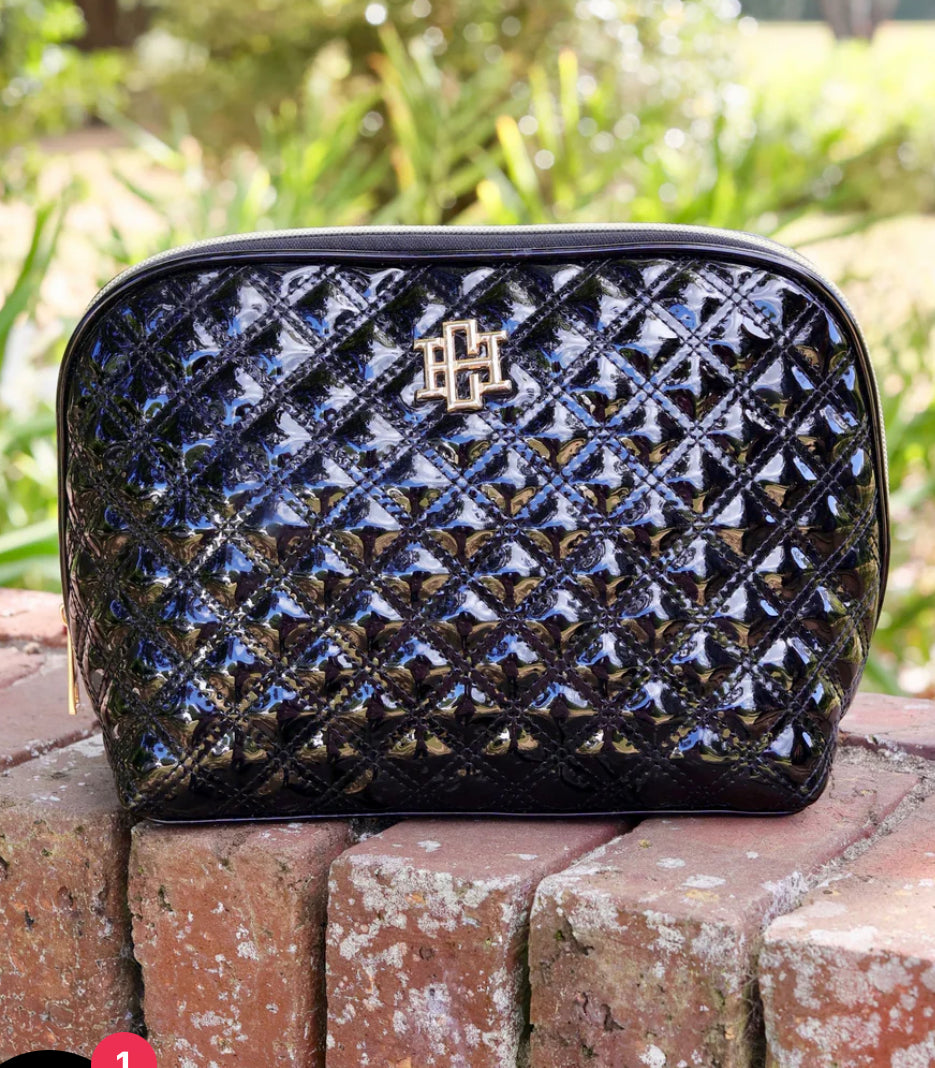 Caroline Hill Capri Large Pouch Black Patent