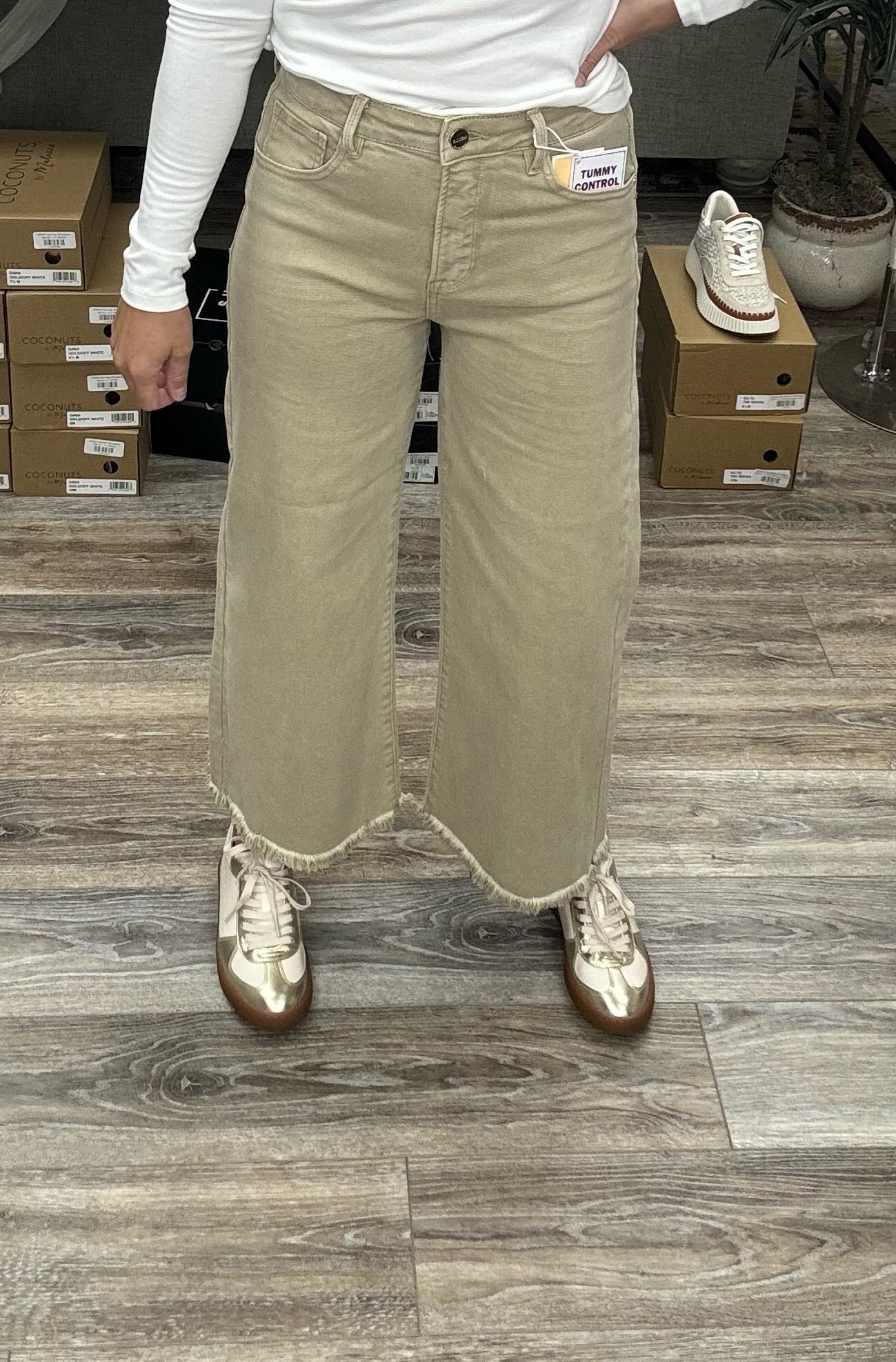 Risen High Rise Crop Wide Leg Jeans