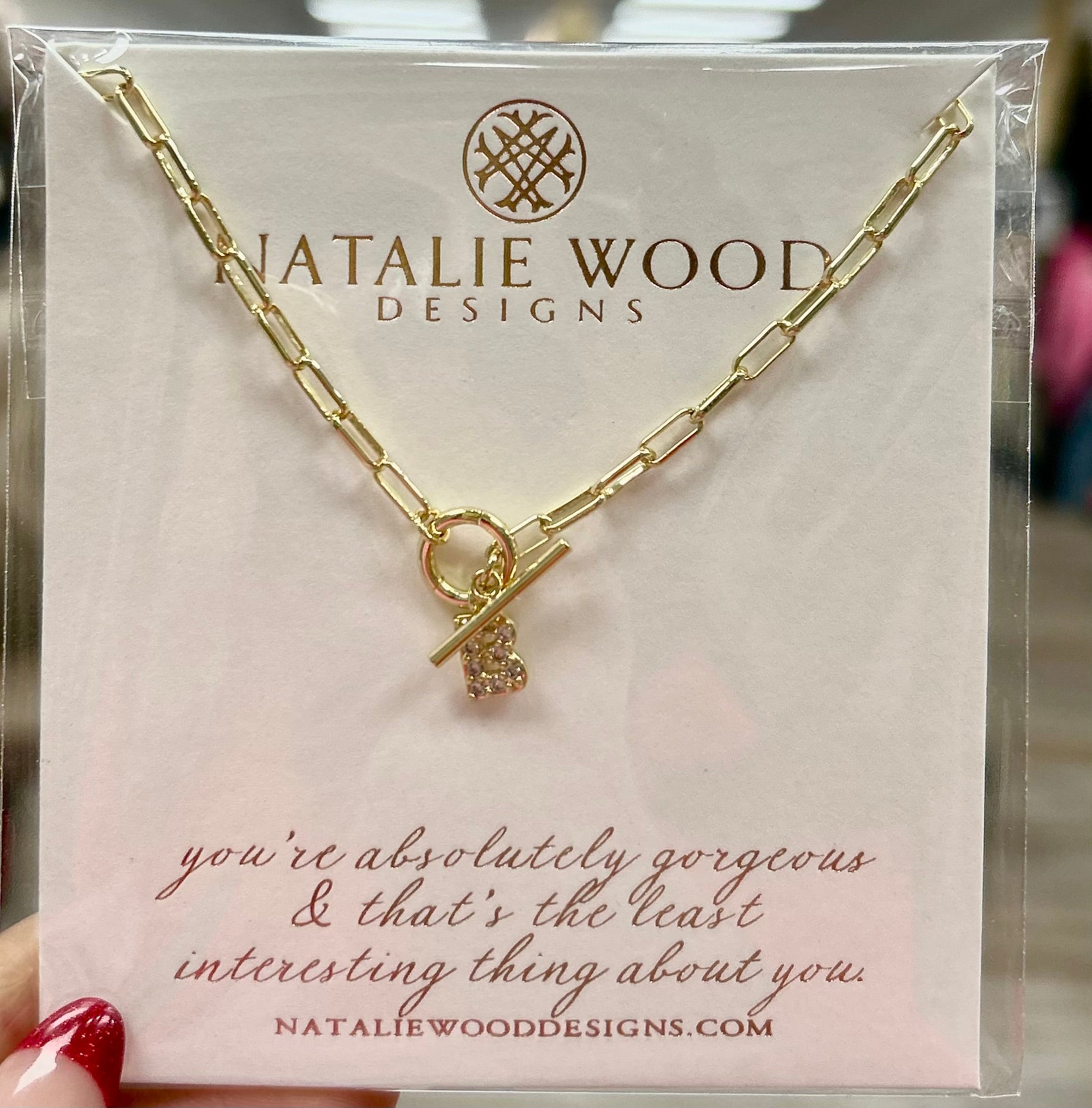Natalie Wood Sparkle Mini Toggle Initial “B” Necklace in Gold