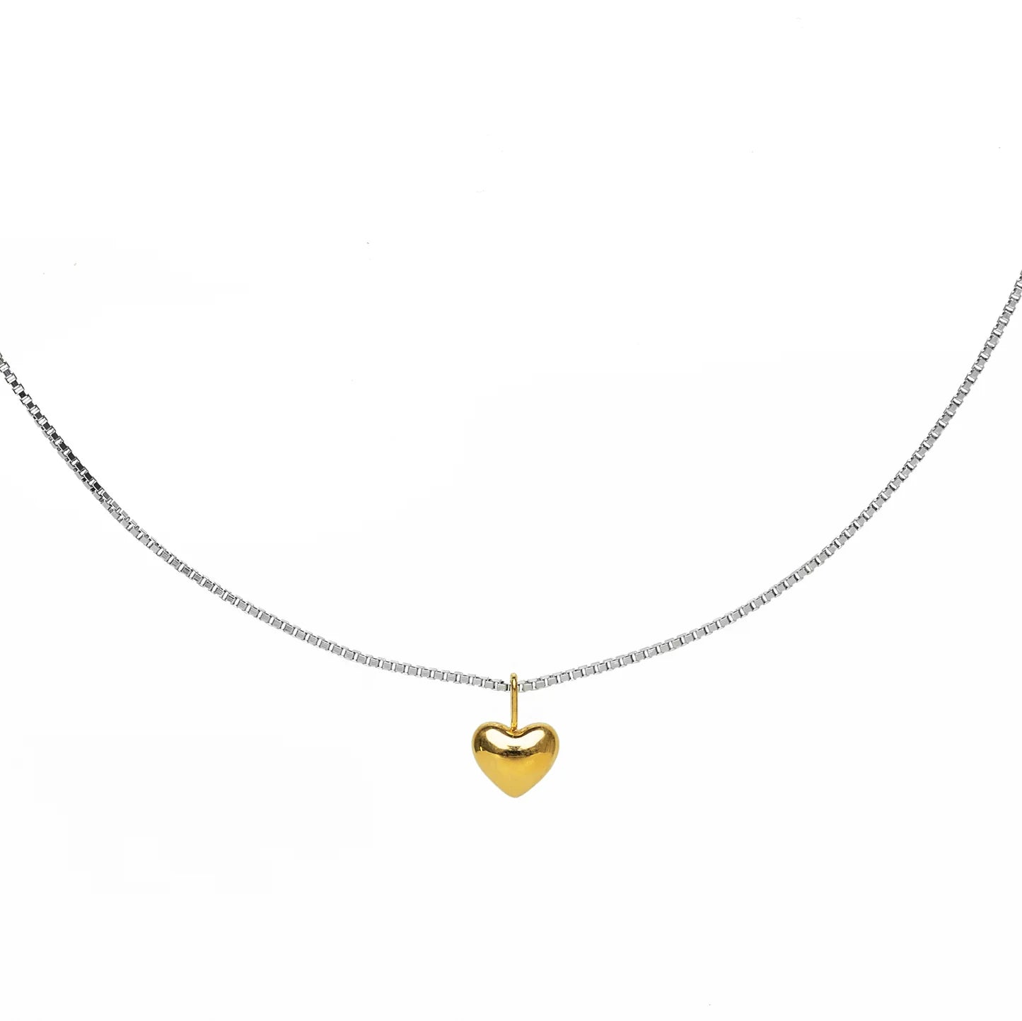 Brenda Grands - Two-Tone Puffy Heart Necklace Small