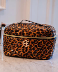 Caroline Hill Hampton Train Case Leopard