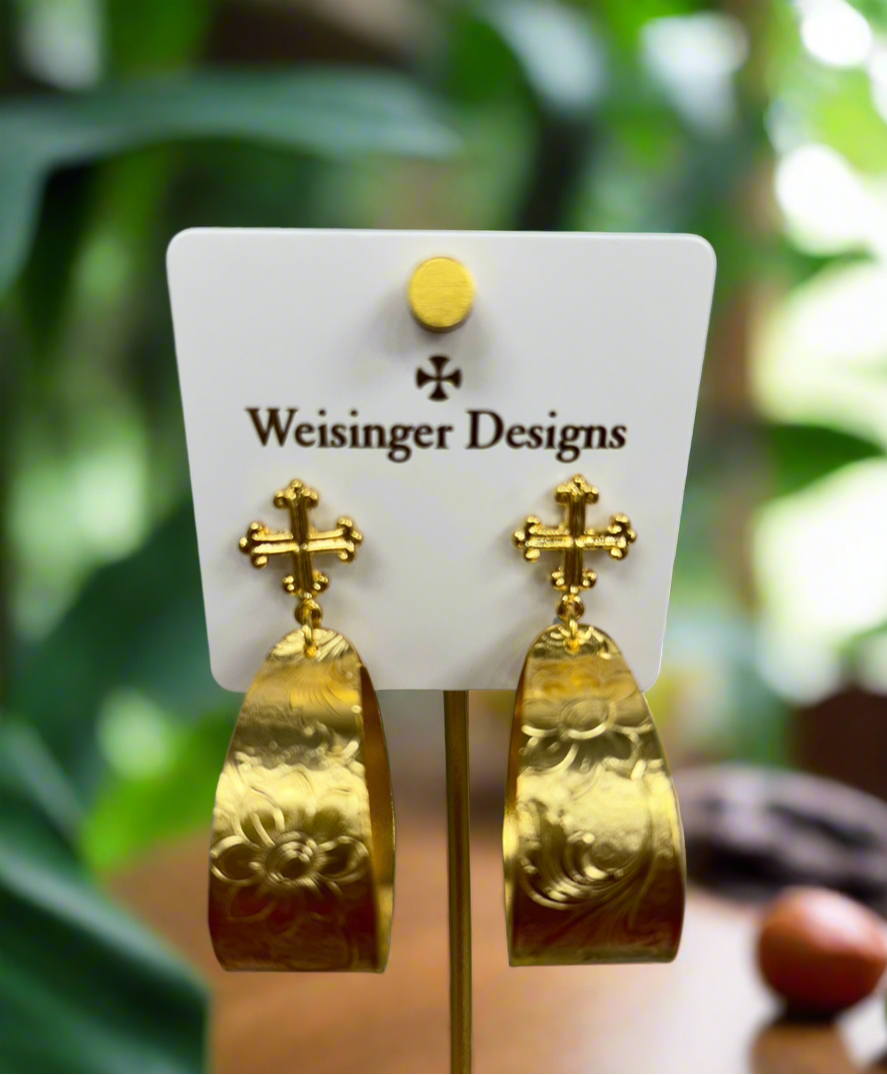 Weisinger Designs - Wide Hoop with Cross Stud