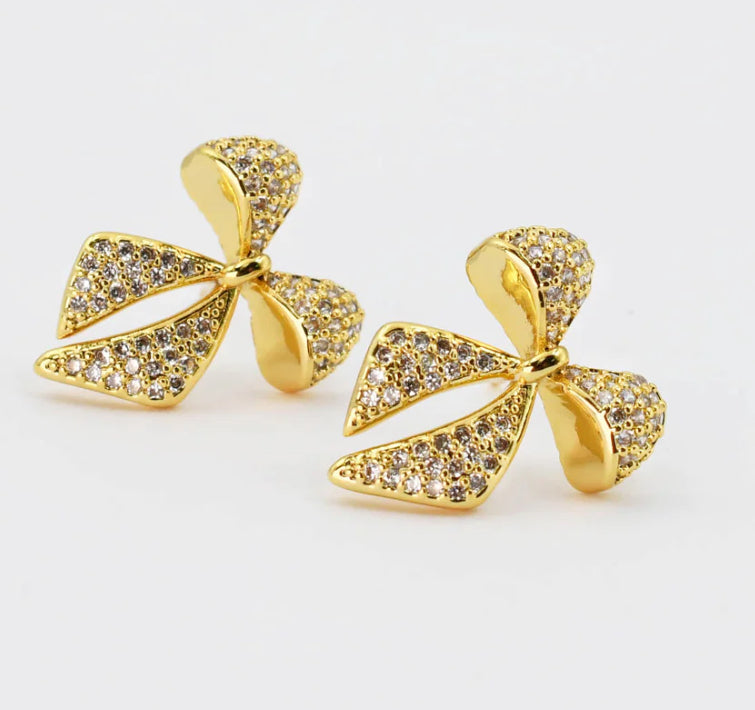 Twinkle Bow Gold Earring