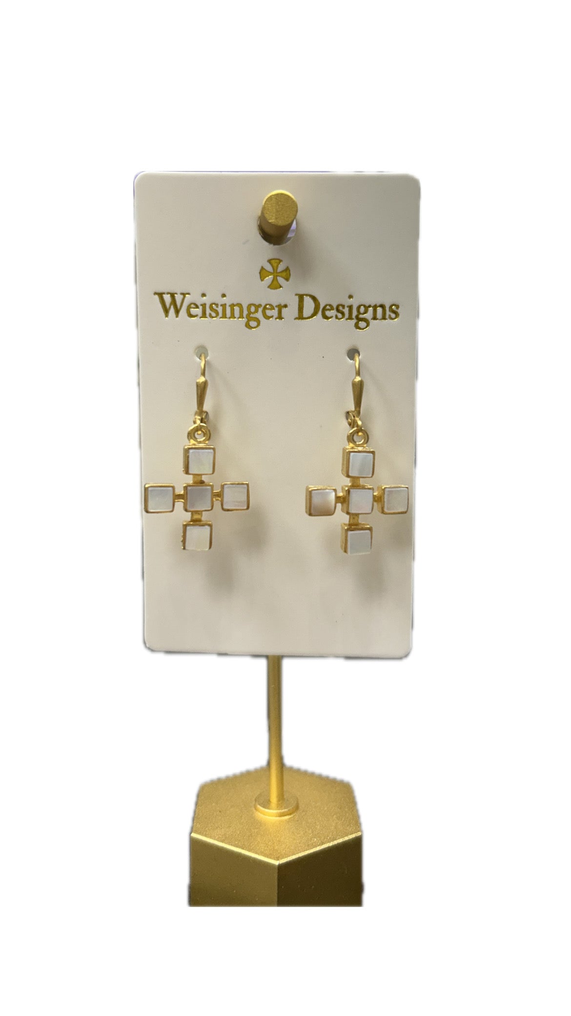 Weisinger Design mother of pearl cross earring