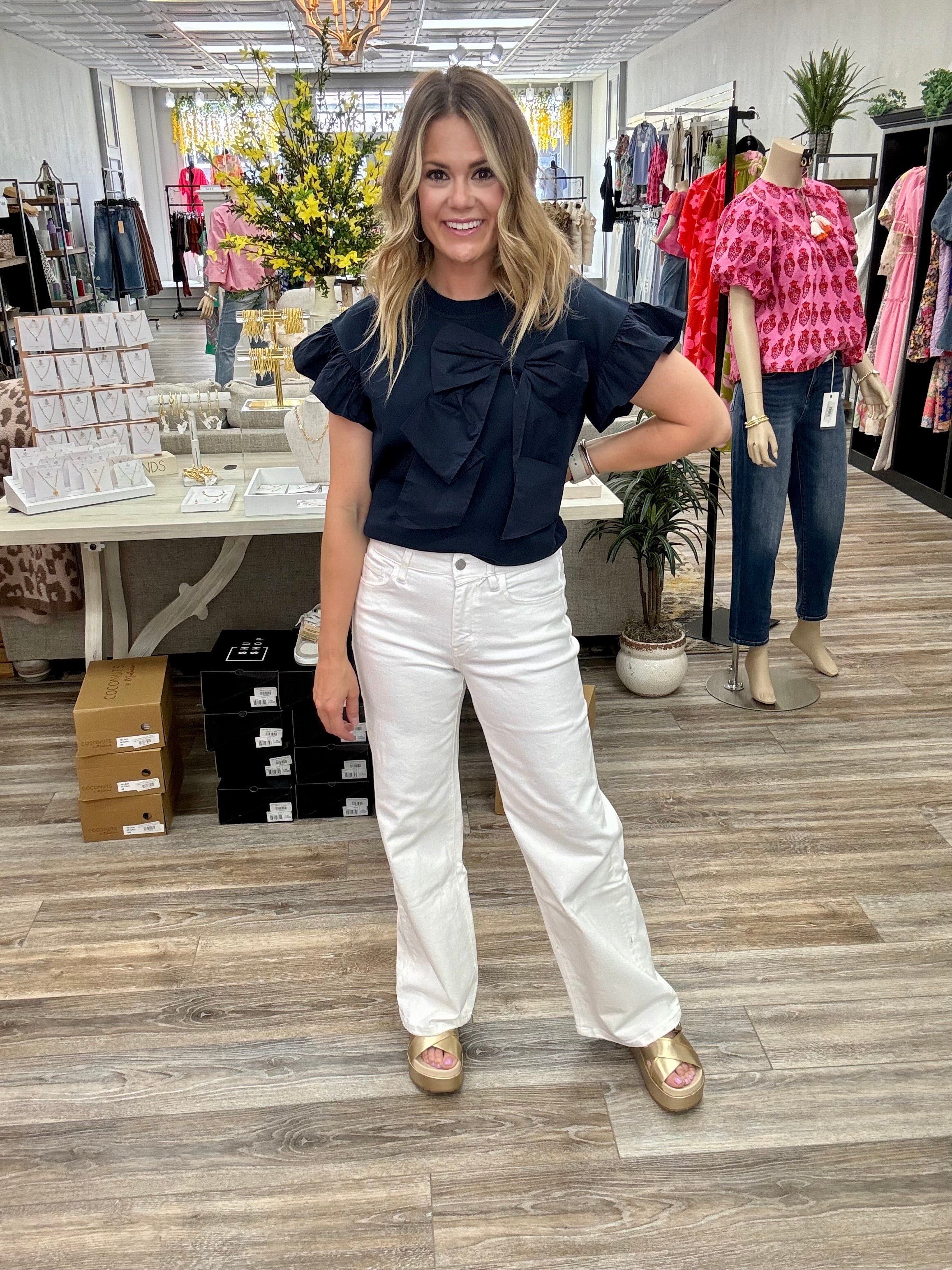 Vervet White High Rise Wide Leg Jean