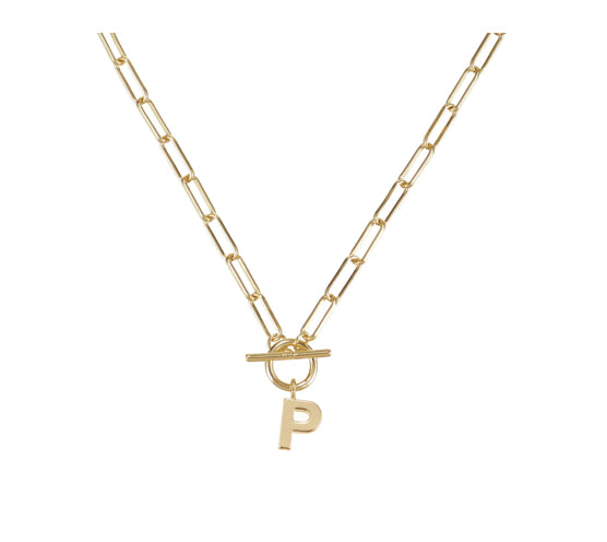 Natalie Wood Designs Toggle Initial Necklaces in P Gold