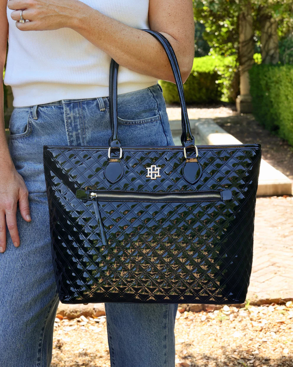 Jayden Tote Black Patent - Caroline Hill