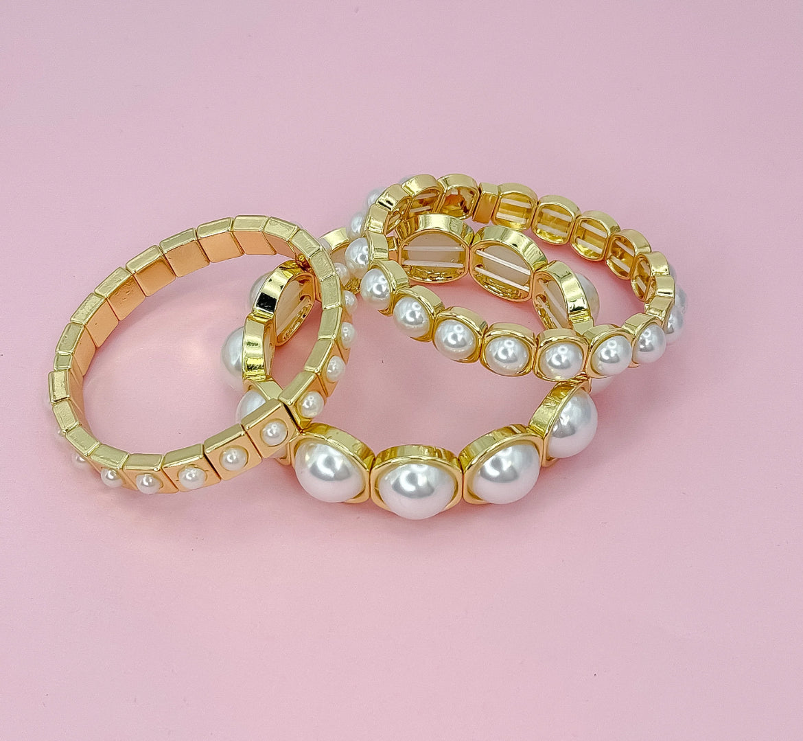 Glam Pearl Trio Bracelet Set