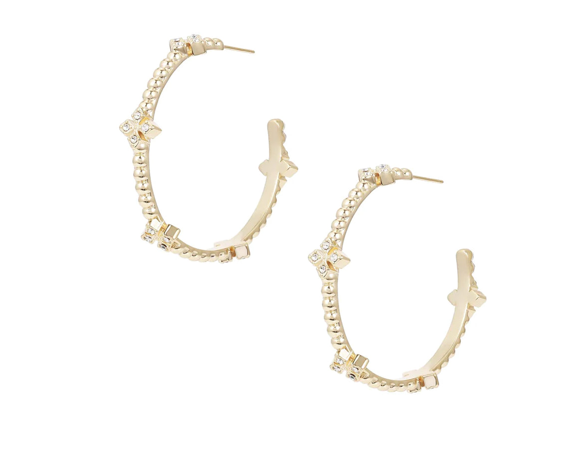 Natalie Wood Design Beaded Cross Hoop Earrings