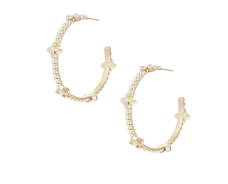 Natalie Wood Design Beaded Cross Hoop Earrings