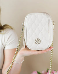 Natalie Wood Grace Quilted Crossbody in Cream