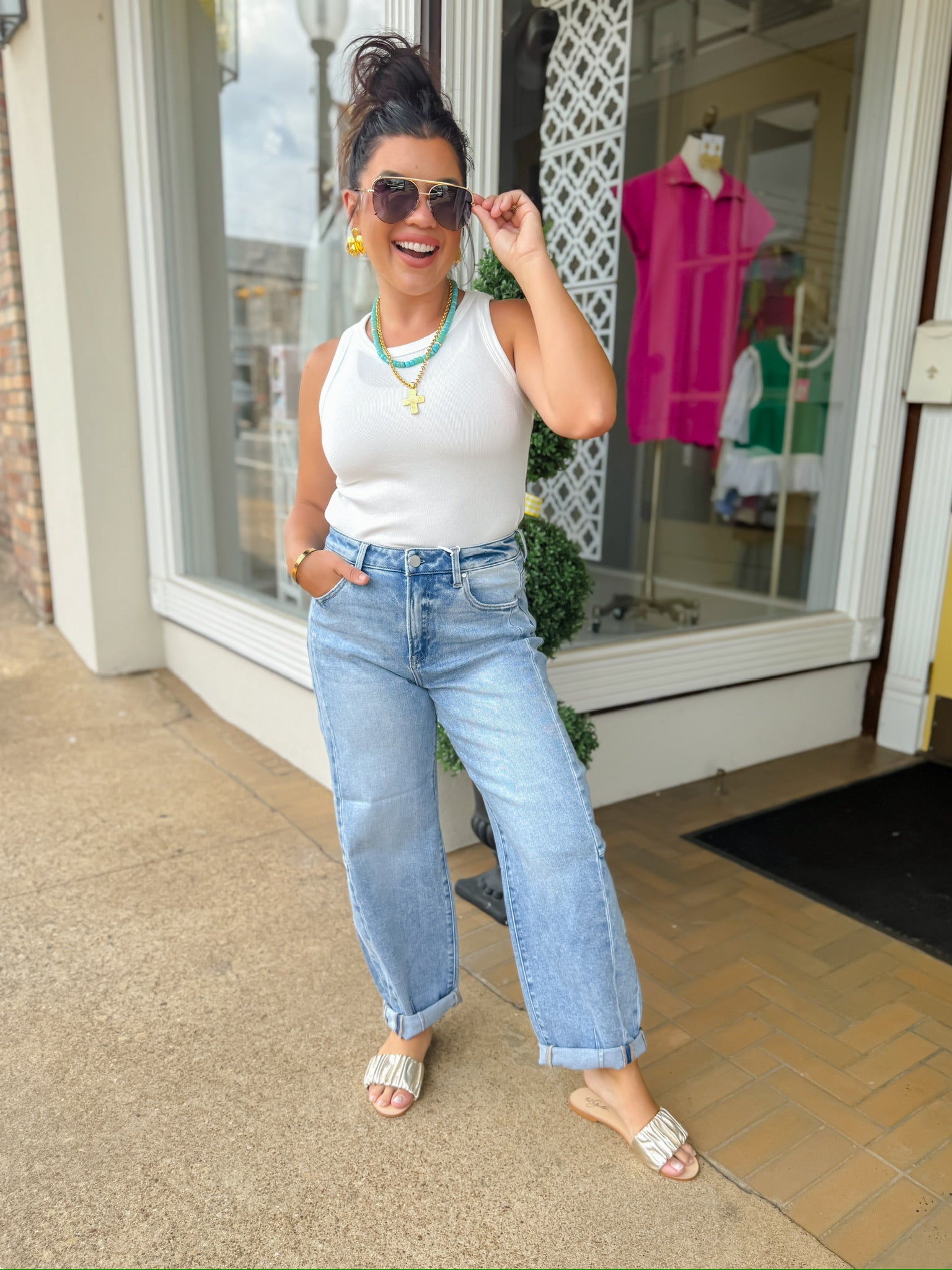 Risen High Rise Barrel Jean