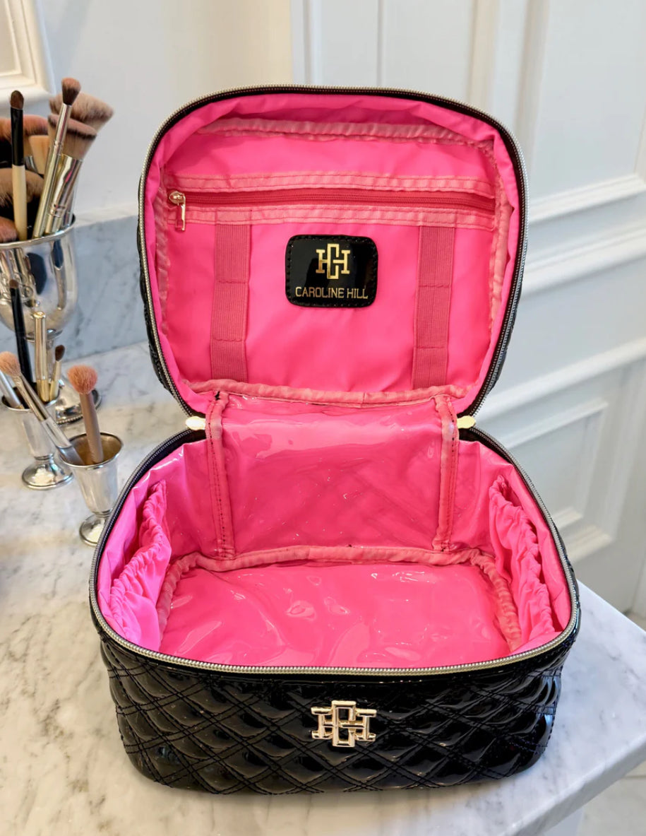 Caroline Hill Hampton Train Case Black Patent