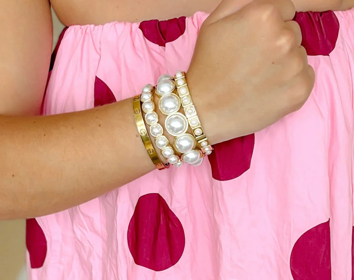 Glam Pearl Trio Bracelet Set
