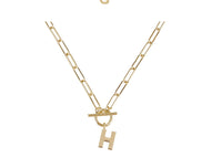 Natalie Wood Design Toggle Initial Necklaces in H Gold