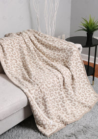 Leopard Pattern Luxury Soft Throw Blanket - Beige