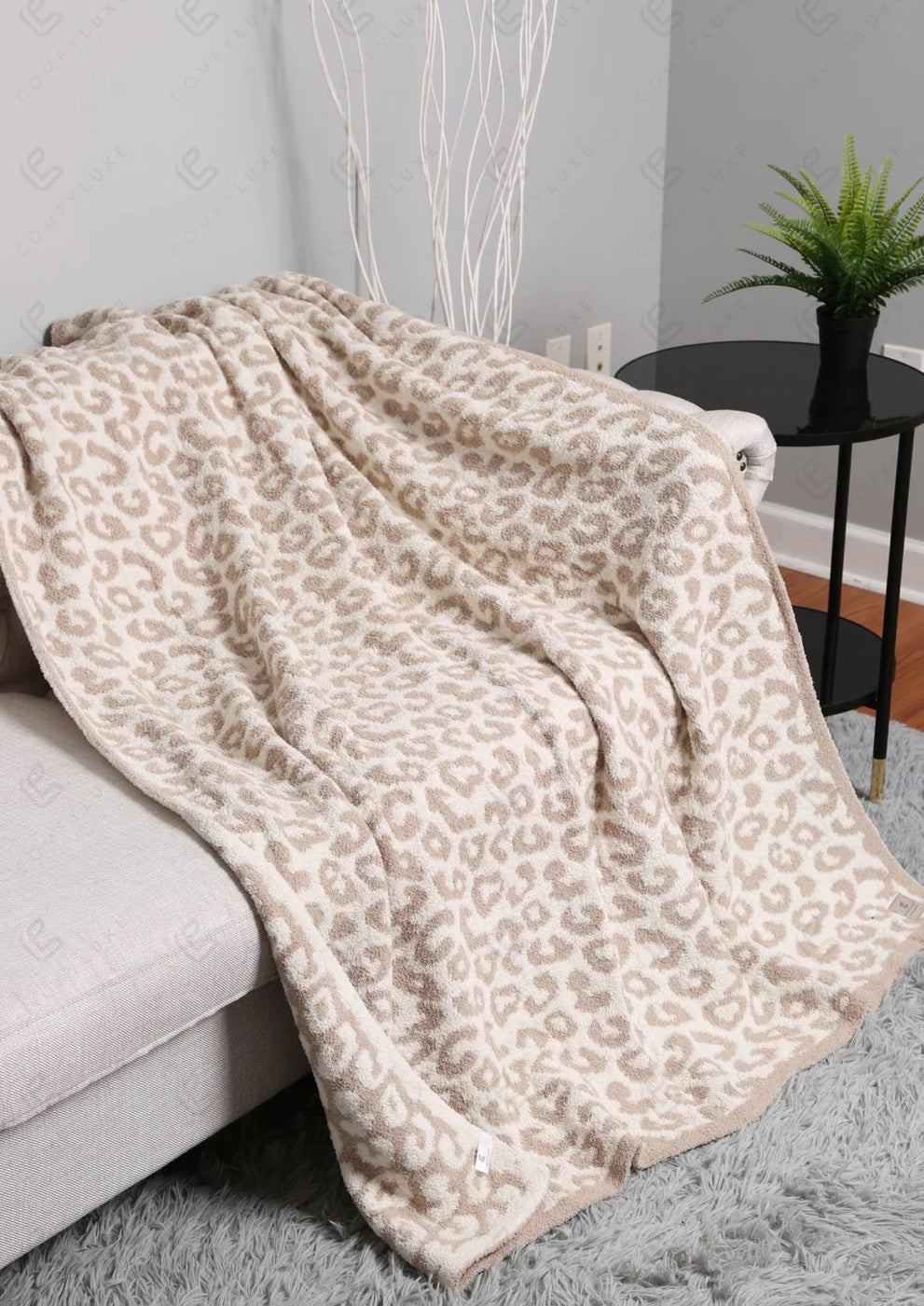 Leopard Pattern Luxury Soft Throw Blanket - Beige