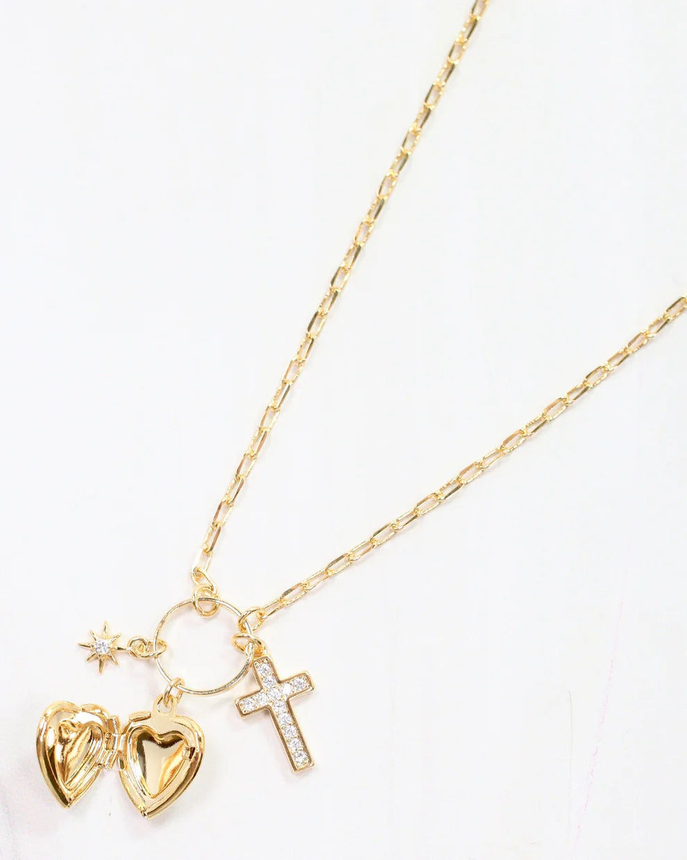 Sally Drop Charm Necklace Gold - Caroline Hill