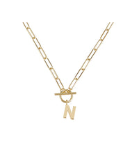 Natalie Wood Design Toggle Initial Necklace N in Gold