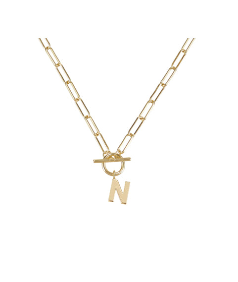 Natalie Wood Design Toggle Initial Necklace N in Gold