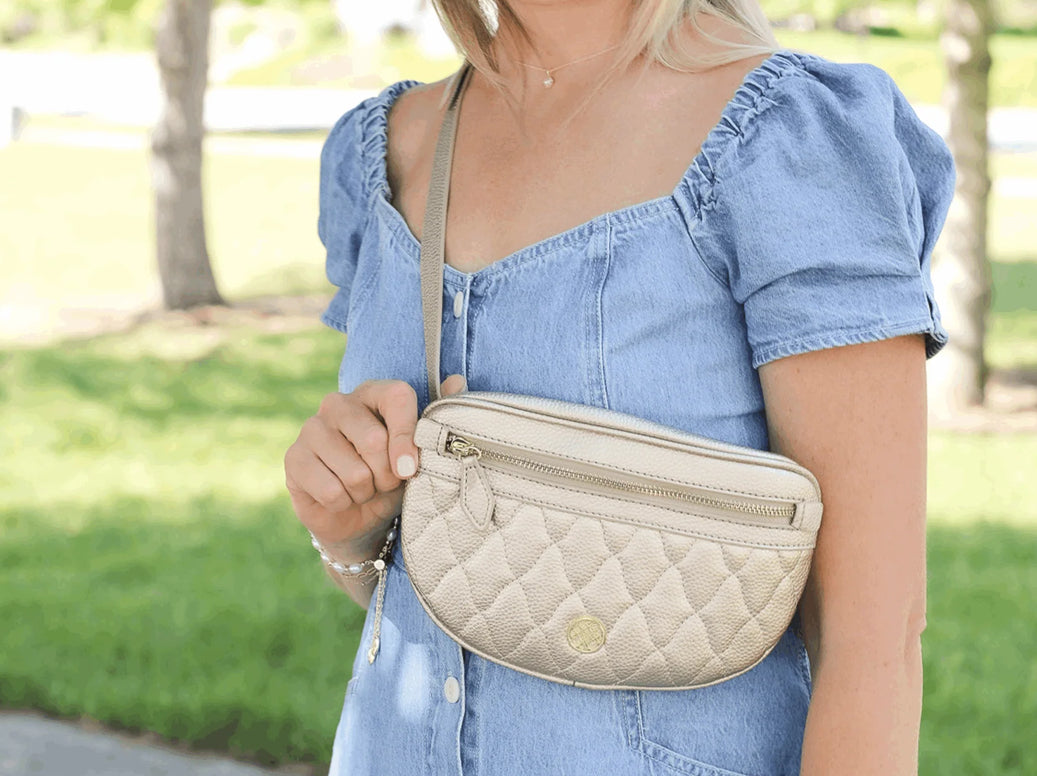 Natalie Wood Design Grace Belt Bag in Gold Metallic
