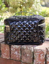 Caroline Hill Hampton Train Case Black Patent