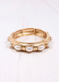 Harriette Pearl Bracelet Gold - Caroline Hill