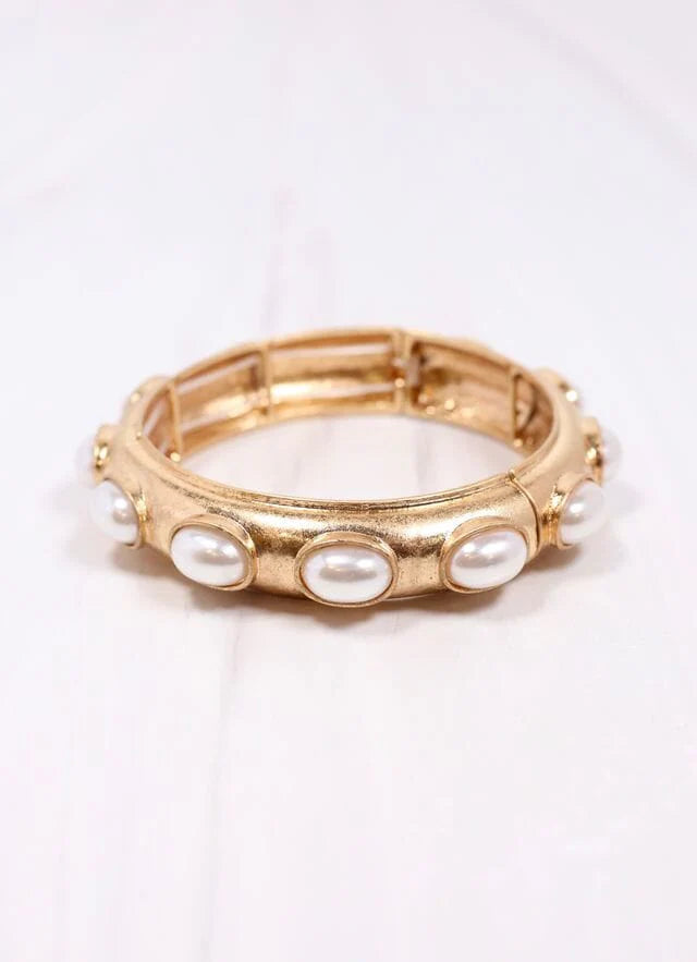 Harriette Pearl Bracelet Gold - Caroline Hill