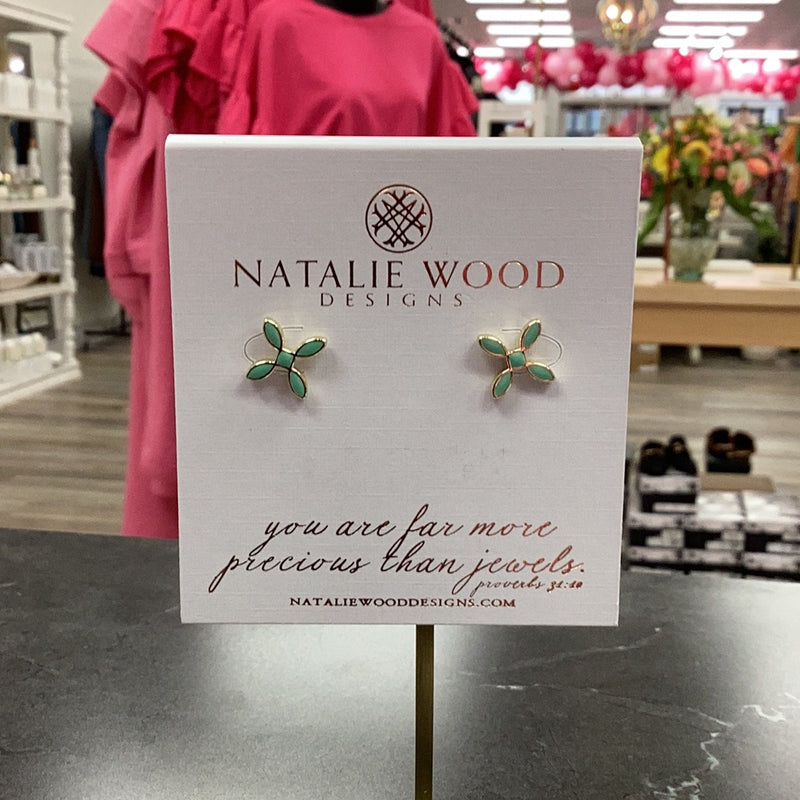 Natalie Wood Design Enamel Cross Stud Earrings in Mink Enamel