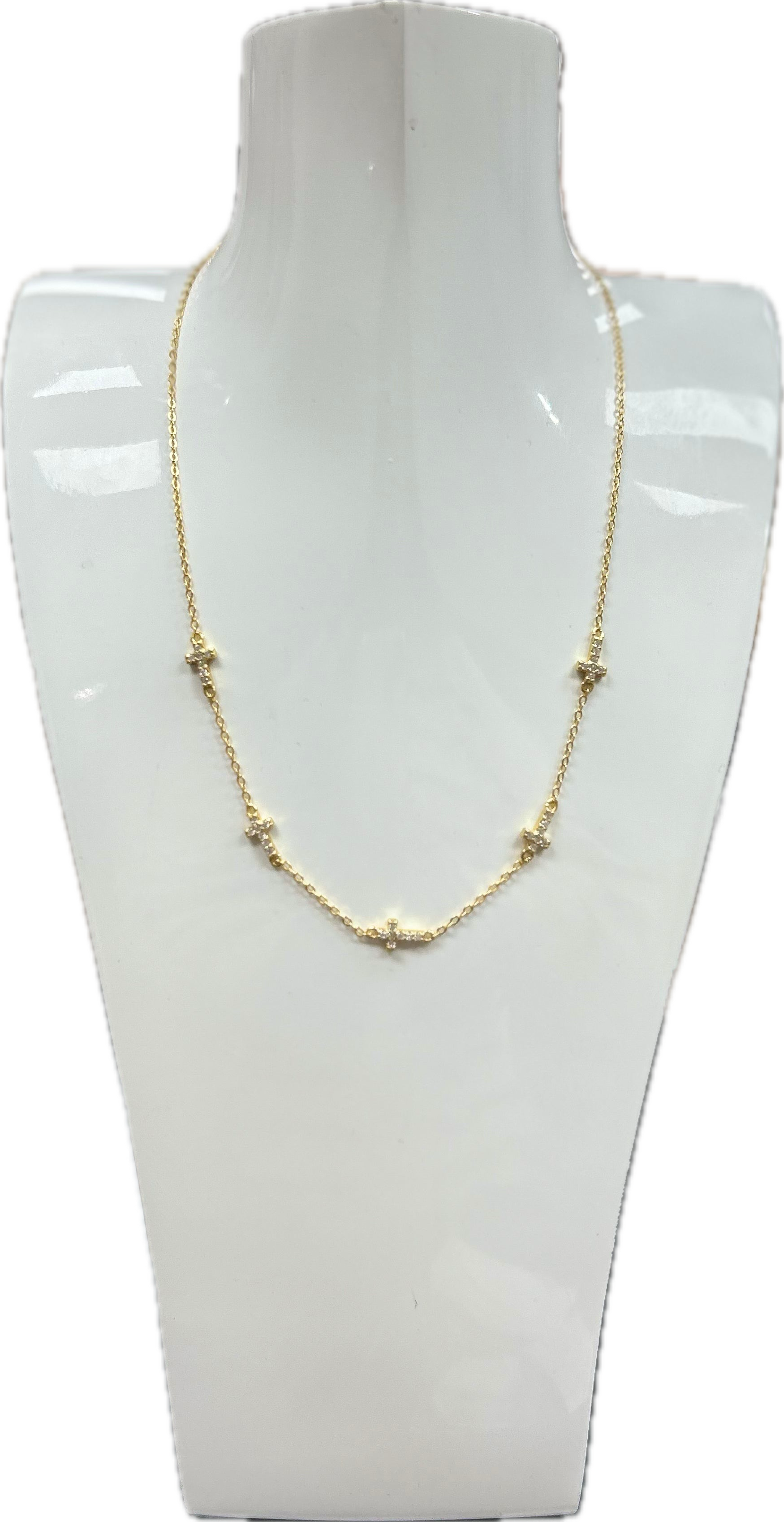 Weisinger Designs - Crystal Cross station necklace 16-18”