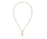 Natalie Wood Toggle Initial Necklaces in E Gold