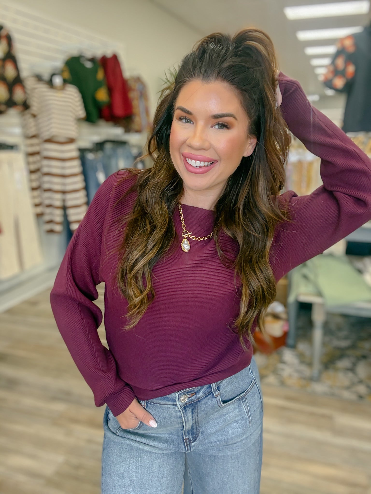 The Marin Sweater - Dark cherry