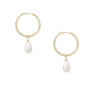 Natalie Wood Design Adorned Pearl Drop Huggie Earrings