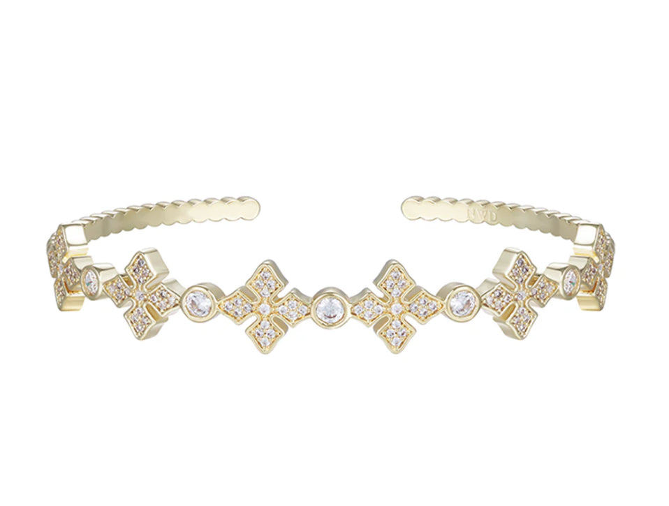Natalie Wood Design Radiant Cross Cuff Bracelet in Gold