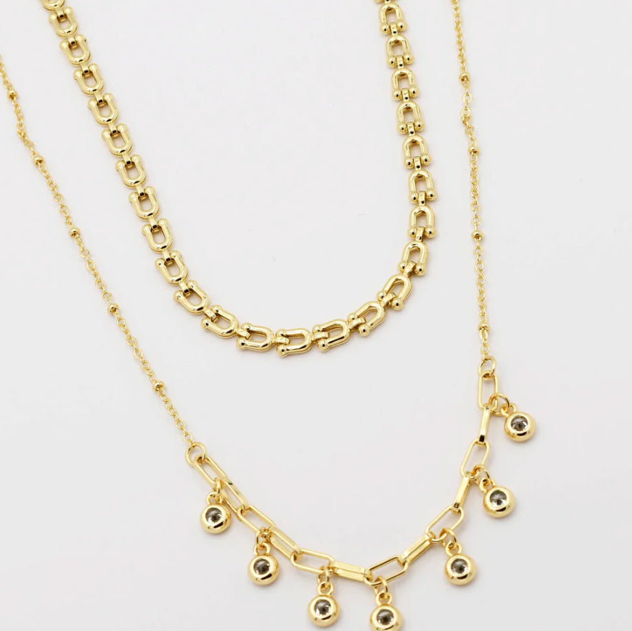 Crystal Dot Link Necklace