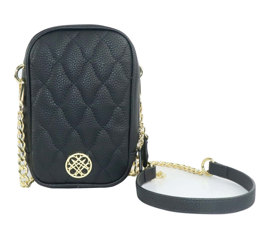 Natalie Wood Grace Quilted Crossbody in Black