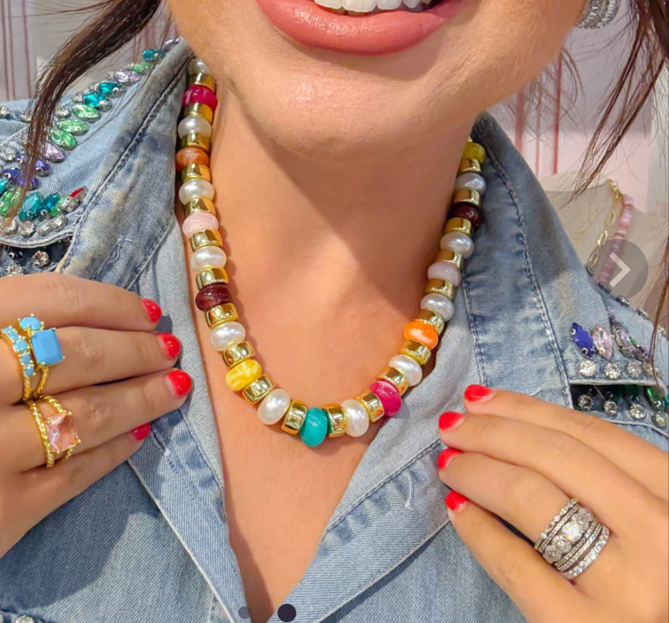 Joyful Gold Beaded Necklace