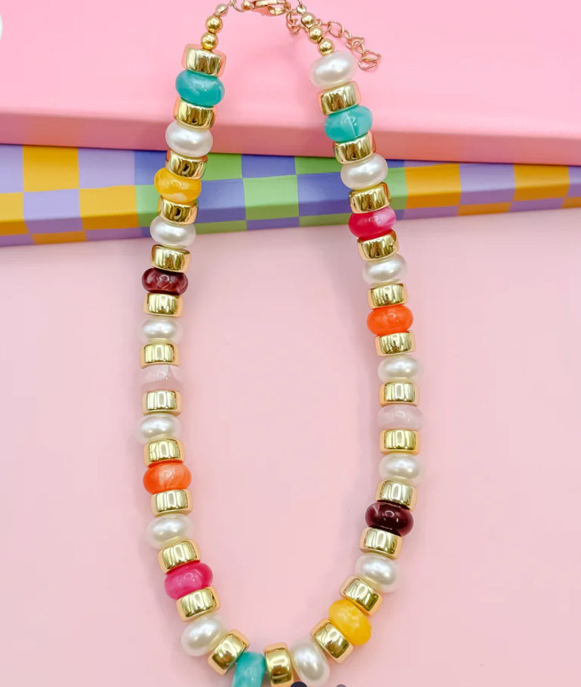 Joyful Gold Beaded Necklace