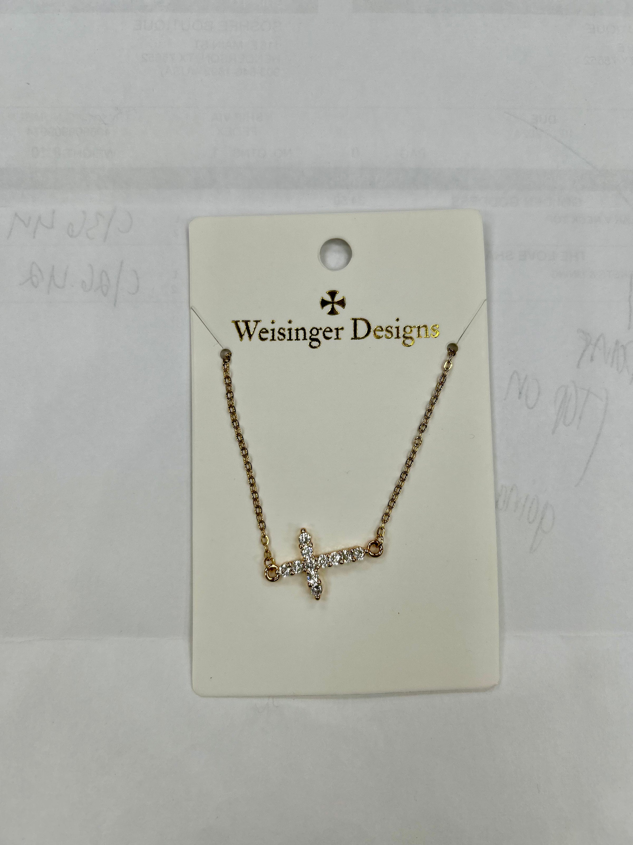 Weisinger Design - Sideways mossanite diamond cross necklace
