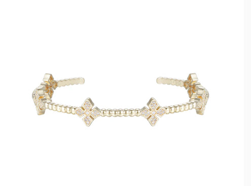 Natalie Wood Design Radiant Cross Station Cuff Bracelet in Gold