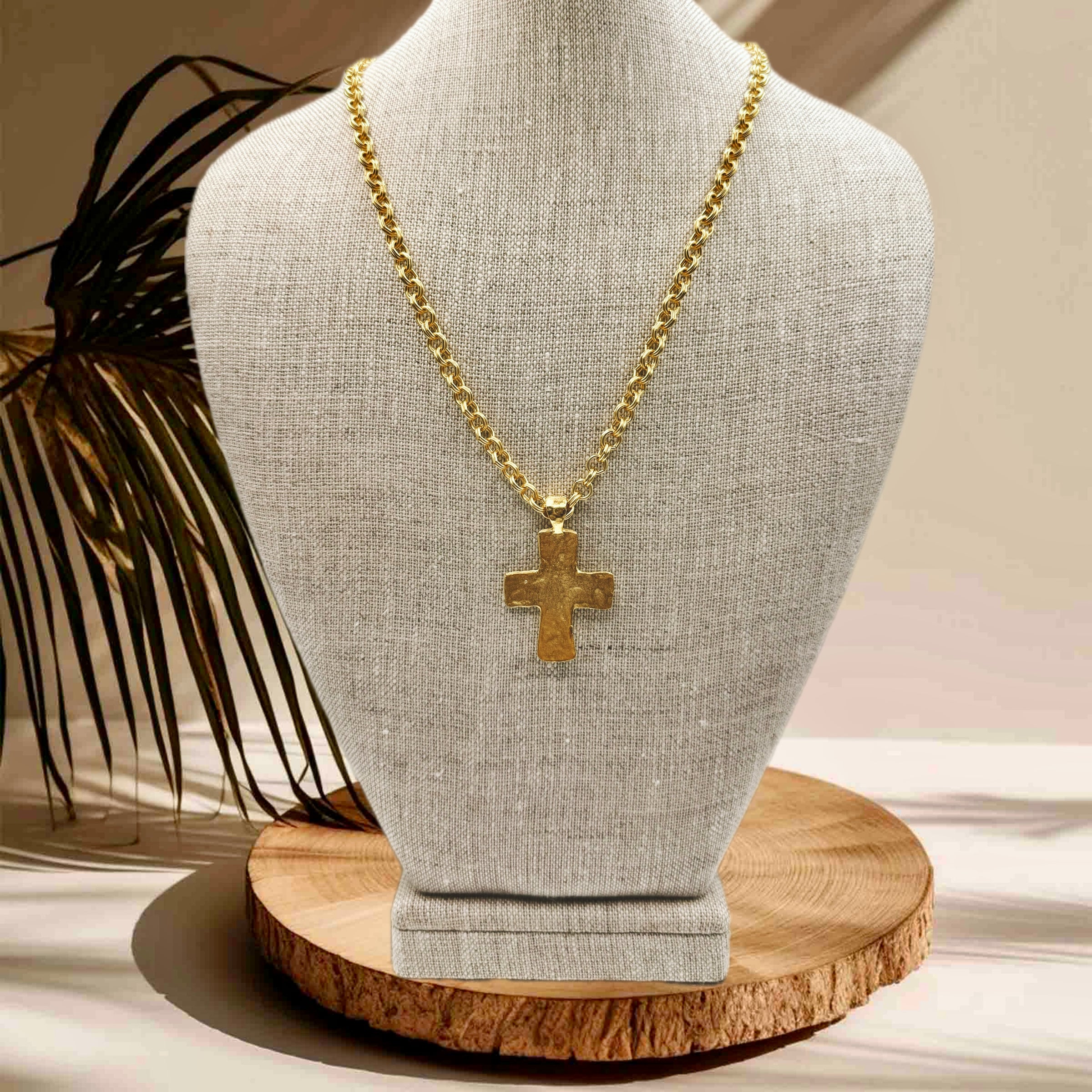 Weisinger Designs Chunky Cross on Double Rolo 18” Chain