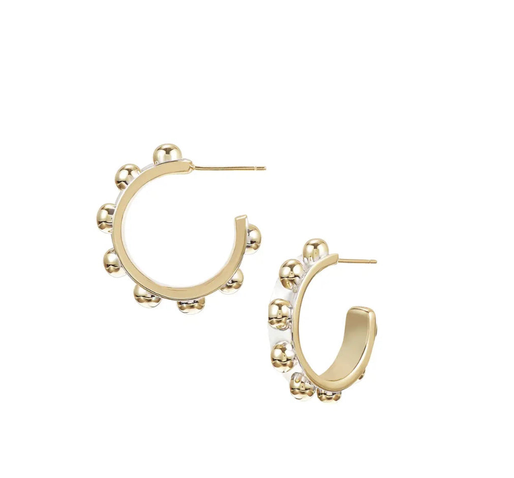 Natalie Wood - Enchanted Mini Beaded Hoop Earrings in Gold/Sliver