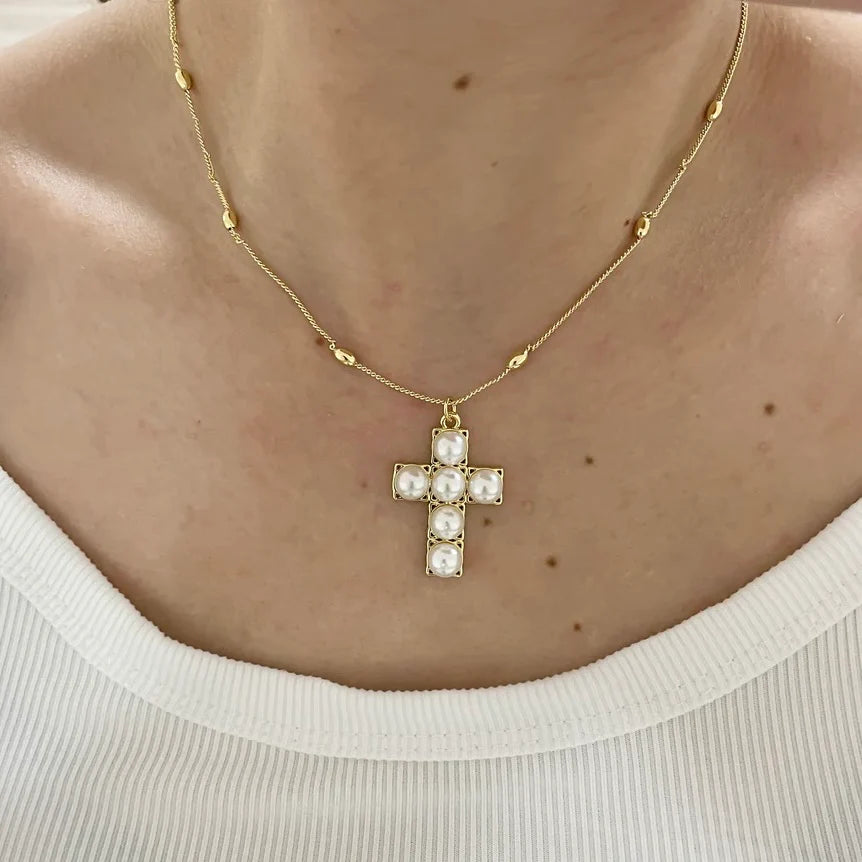 Pearl Cross Necklace