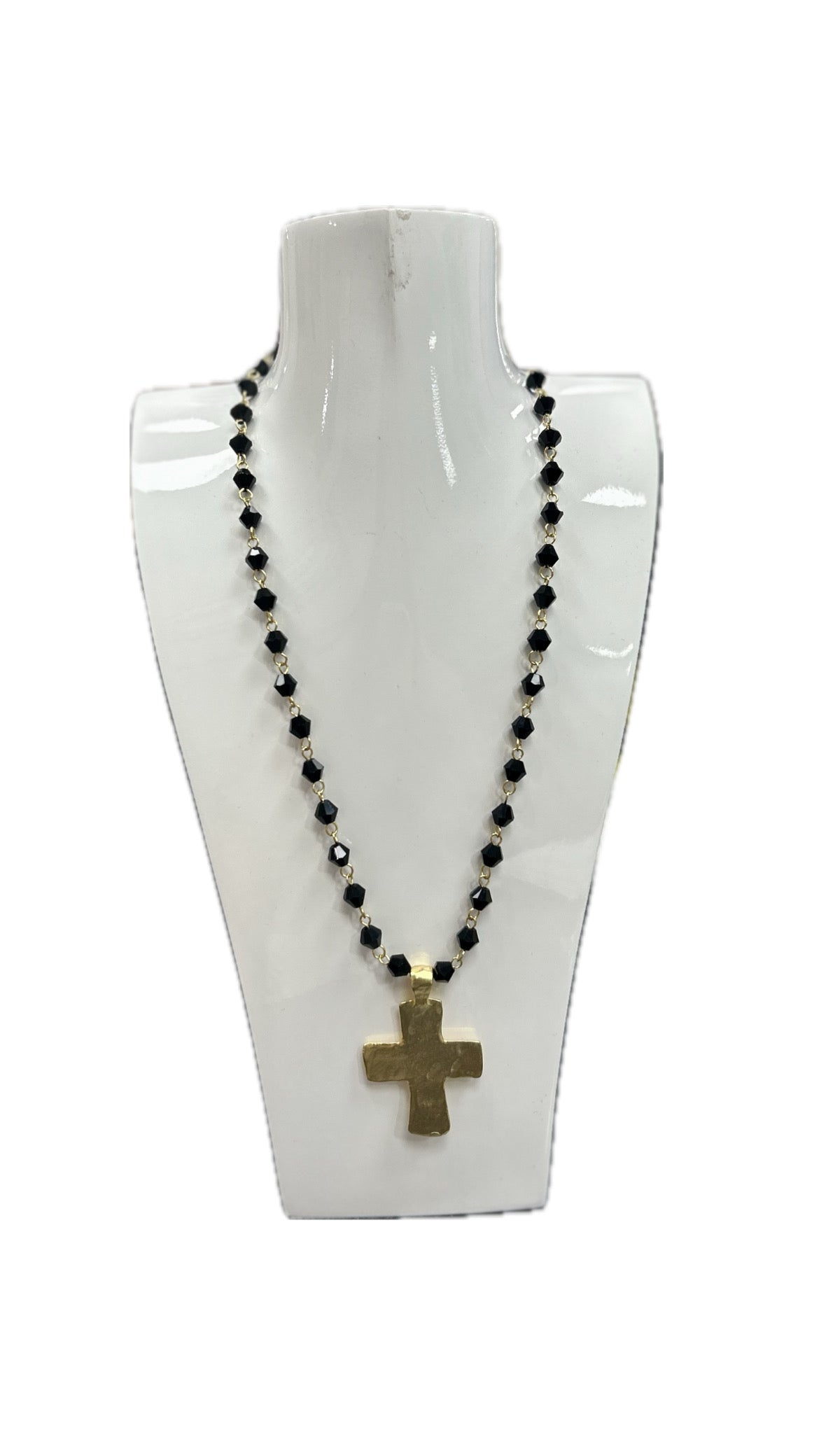 Weisinger Design chunky cross with black accent beads